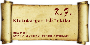Kleinberger Fürtike névjegykártya